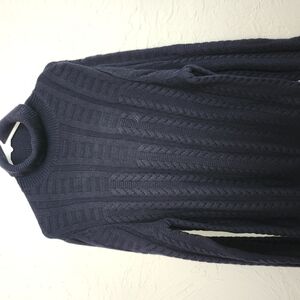 Navy Cable Knit Turtleneck Sweater
